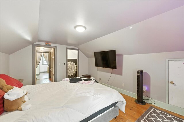 5693 Payette Ave, Keystone Heights, FL 32656 - bedroom featuring wood finished floors and lofted ceiling