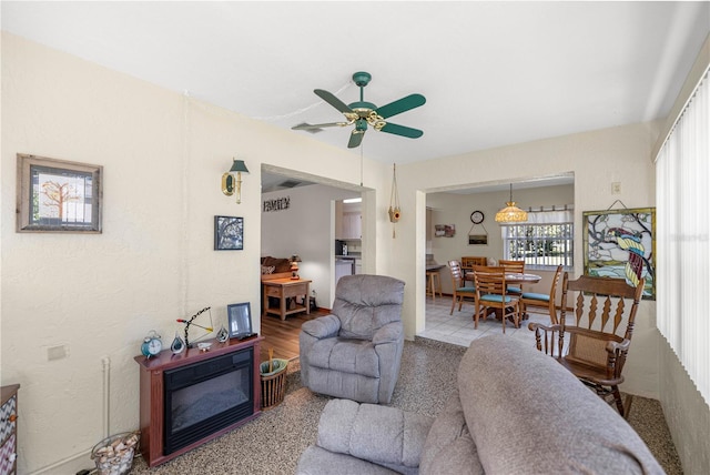 7443 SW 102nd Pl, Ocala, FL 34476 - living area featuring a ceiling fan