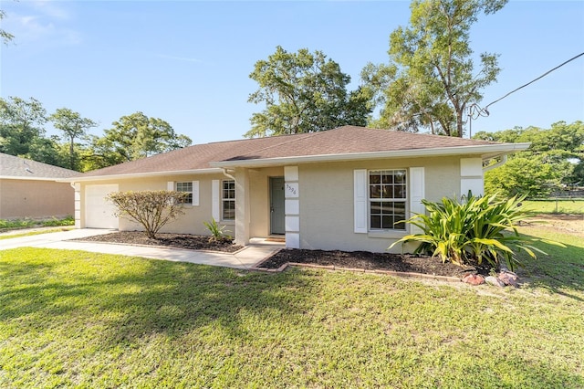 5596 NW 57th St, Ocala, FL 34482 - ranch-style house with a garage, driveway, and a front lawn