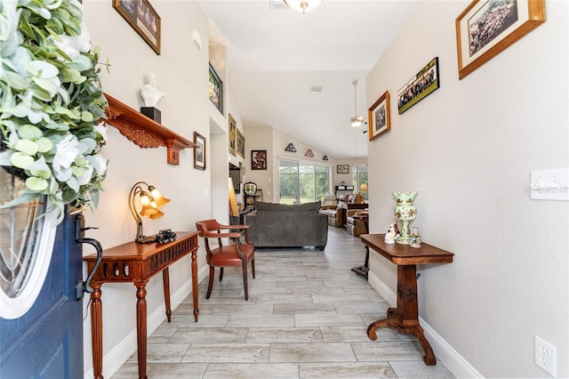 19115 SW 98th Loop, Dunnellon, FL 34432 - foyer with ceiling fan and lofted ceiling