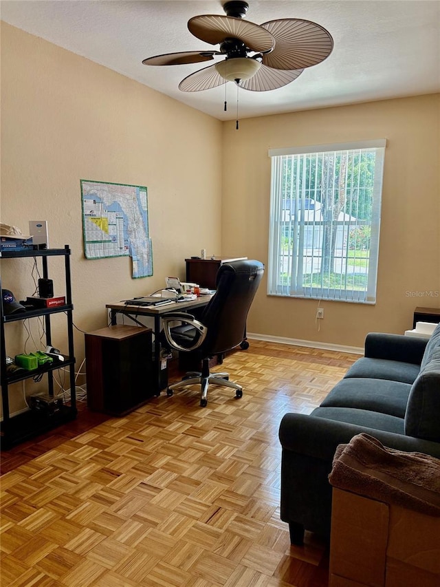 19480 SW 100th Loop, Dunnellon, FL 34432 - office with a ceiling fan and baseboards