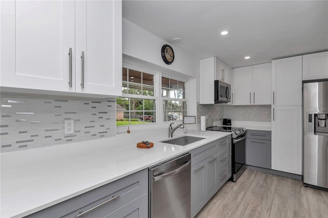 510 SE 19th St, Ocala, FL 34471 - kitchen with stainless steel appliances, light countertops, tasteful backsplash, gray cabinets, and white cabinets
