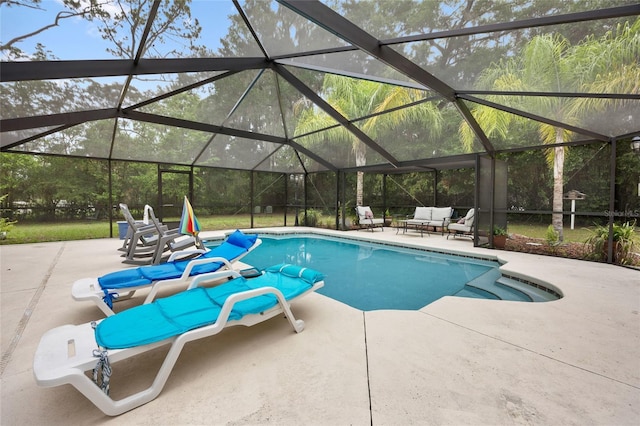 581 NE 44th Ave, Ocala, FL 34470 - outdoor pool with a patio, an outdoor living space, and a lanai