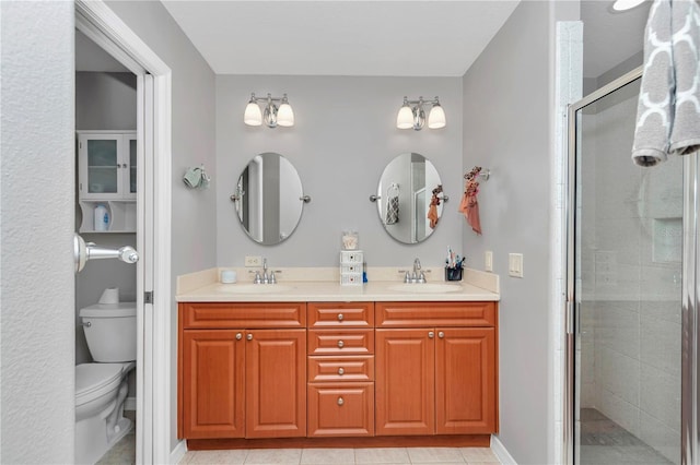 3453 SE 147th Ln, Summerfield, FL 34491 - full bath featuring double vanity, a shower stall, and tile patterned flooring
