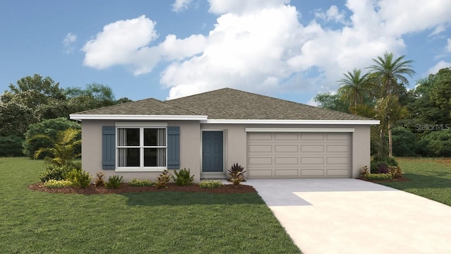 13261 SW 56th Ter, Ocala, FL 34473 - ranch-style home with stucco siding, driveway, a garage, and a front lawn