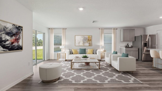 13261 SW 56th Ter, Ocala, FL 34473 - living room featuring wood finished floors and a textured ceiling