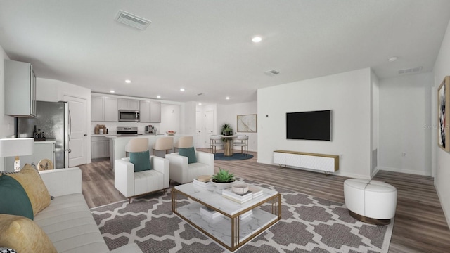 13261 SW 56th Ter, Ocala, FL 34473 - living room with light wood-type flooring and recessed lighting