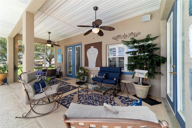 3629 SE 54th Ave, Ocala, FL 34480 - view of patio featuring french doors, a ceiling fan, and an outdoor hangout area