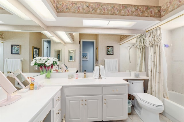 3629 SE 54th Ave, Ocala, FL 34480 - full bathroom with vanity, shower / bath combo with shower curtain, and tile patterned flooring
