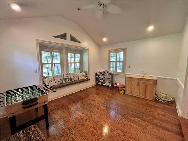 2070 SE 50th Ter, Ocala, FL 34480 - game room featuring wood finished floors, lofted ceiling, and recessed lighting