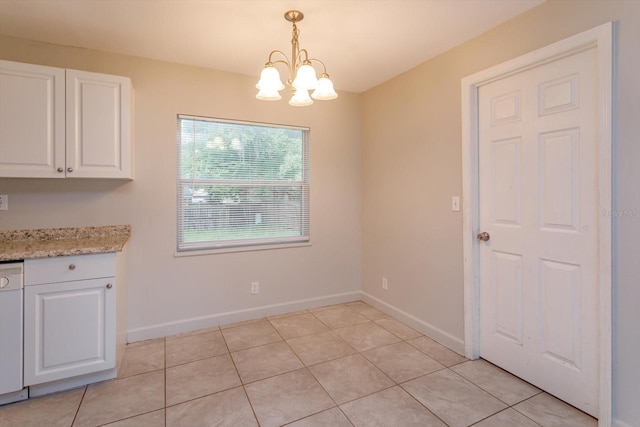 956 Osceola Trl, Casselberry, FL 32707 - unfurnished dining area with a chandelier and light tile patterned floors