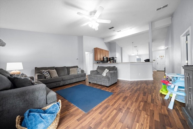 3946 SW 133rd Loop, Ocala, FL 34473 - living area featuring vaulted ceiling, wood finished floors, and a ceiling fan