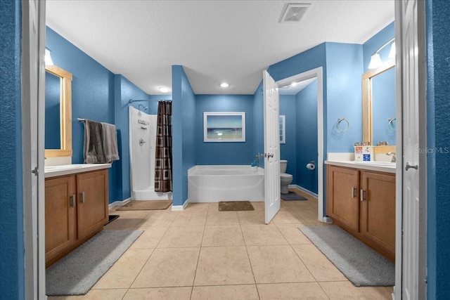 3946 SW 133rd Loop, Ocala, FL 34473 - full bathroom featuring vanity, a shower with curtain, a bath, and tile patterned floors