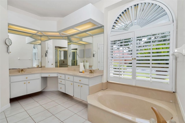 5210 Camberlea Ave, Zephyrhills, FL 33541 - full bathroom featuring a bath, vanity, and tile patterned flooring