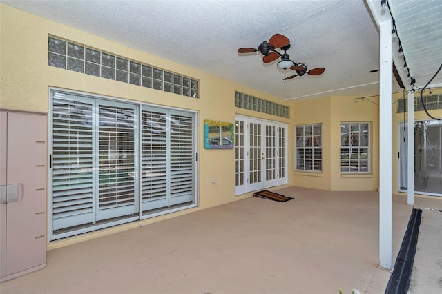 5210 Camberlea Ave, Zephyrhills, FL 33541 - view of patio / terrace featuring french doors and a ceiling fan