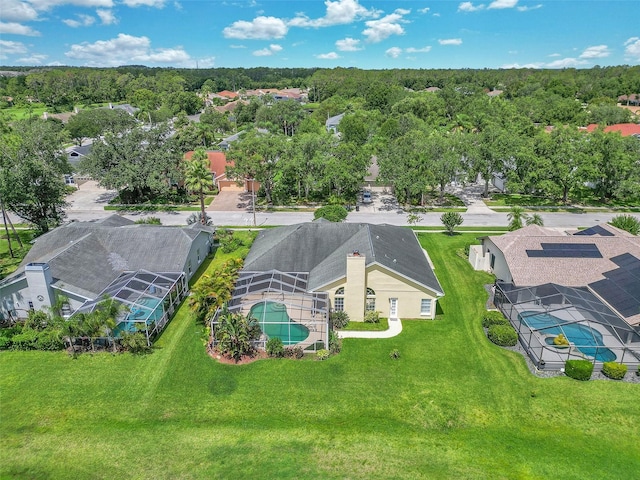 5210 Camberlea Ave, Zephyrhills, FL 33541 - aerial perspective of suburban area featuring a pool