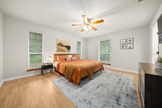 3520 NW 46th Ter, Gainesville, FL 32606 - bedroom featuring light wood finished floors, multiple windows, and ceiling fan