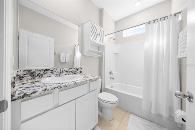 5833 SW 85th Pl, Ocala, FL 34476 - bathroom with shower / bath combination with curtain, vanity, and tile patterned floors