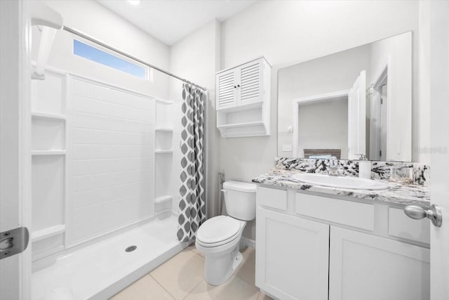 5833 SW 85th Pl, Ocala, FL 34476 - bathroom with vanity, curtained shower, and tile patterned flooring