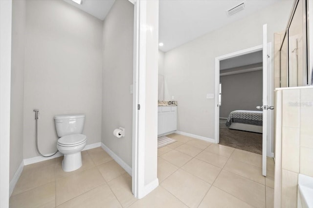 5833 SW 85th Pl, Ocala, FL 34476 - bathroom featuring an enclosed shower, tile patterned floors, vanity, and a tub