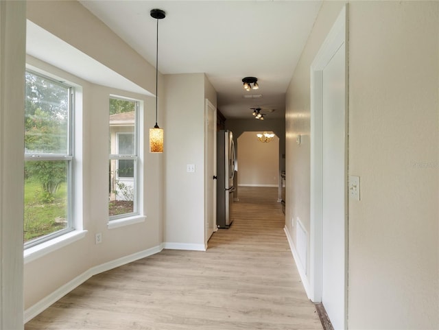 17 Pecan Run Hbr, Ocala, FL 34472 - hallway with plenty of natural light, light wood-type flooring, and a chandelier