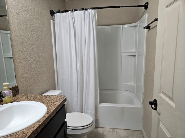 2494 SW 170th Loop, Ocala, FL 34473 - bathroom with a textured wall, vanity, and shower / tub combo