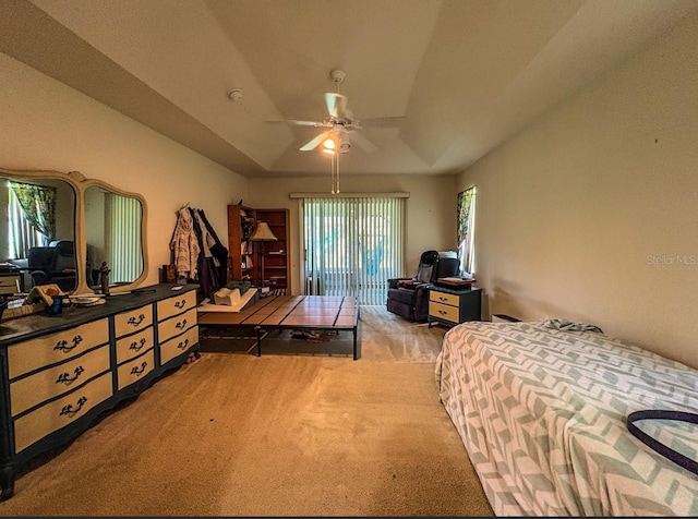 8671 SW 57th Court Rd, Ocala, FL 34476 - bedroom with carpet floors, ceiling fan, and access to outside