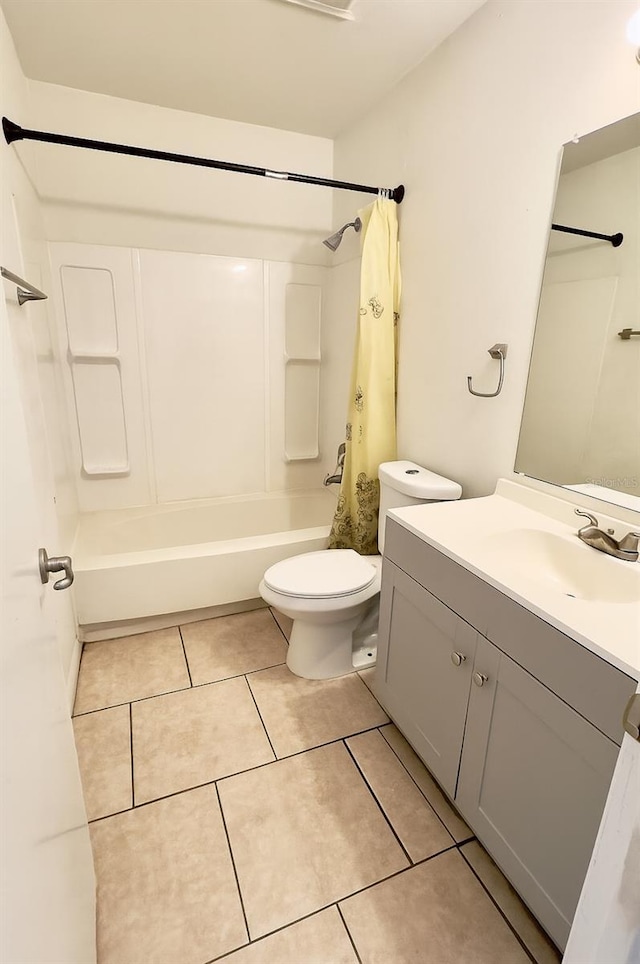 15091 SW 35th Cir, Ocala, FL 34473 - bathroom featuring vanity, shower / tub combo with curtain, and tile patterned floors
