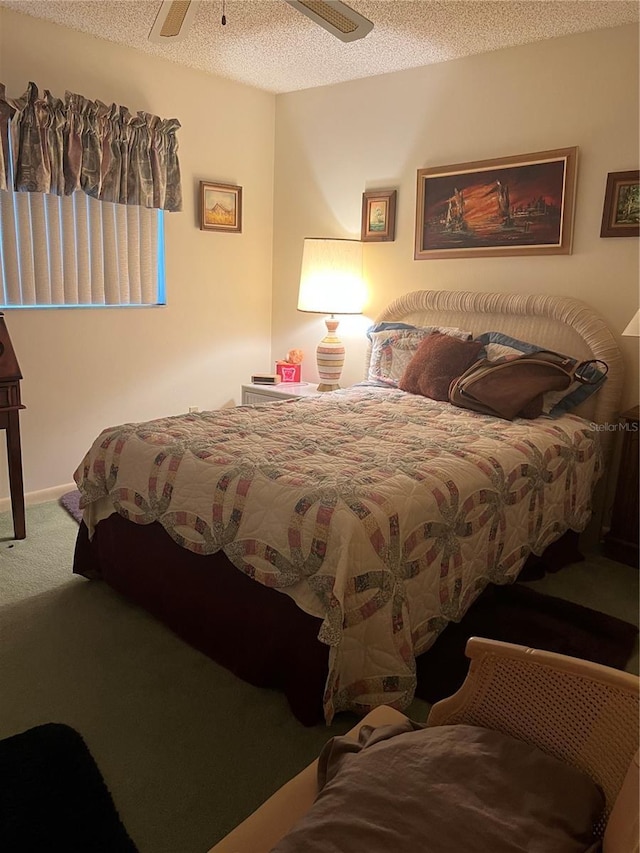 8552 SW 92nd Ln Unit C, Ocala, FL 34481 - carpeted bedroom with a textured ceiling and ceiling fan