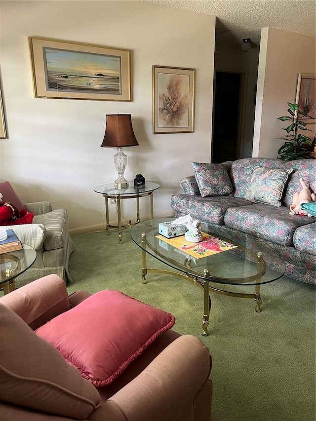 8552 SW 92nd Ln Unit C, Ocala, FL 34481 - carpeted living room featuring a textured ceiling and baseboards
