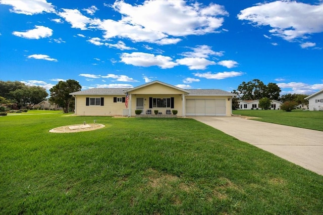 10492 SE 178th St, Summerfield, FL 34491 - single story home with an attached garage, concrete driveway, a front yard, and a porch