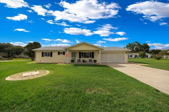 10492 SE 178th St, Summerfield, FL 34491 - ranch-style house featuring an attached garage, covered porch, driveway, and a front lawn