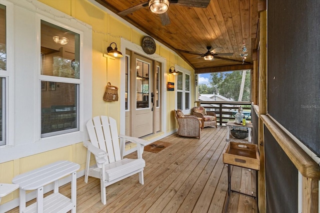 5328 Riverside Dr, Yankeetown, FL 34498 - wooden porch with ceiling fan