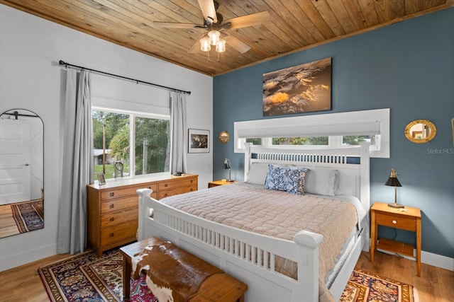 5328 Riverside Dr, Yankeetown, FL 34498 - bedroom with wood ceiling, wood finished floors, and a ceiling fan