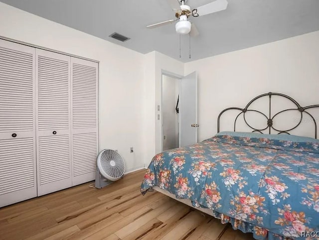 210 E Glassboro Ct Unit 6A, Hernando, FL 34442 - bedroom featuring wood finished floors, a closet, and a ceiling fan
