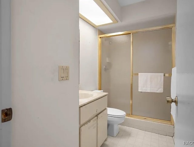 210 E Glassboro Ct Unit 6A, Hernando, FL 34442 - bathroom with vanity, a shower stall, and tile patterned flooring