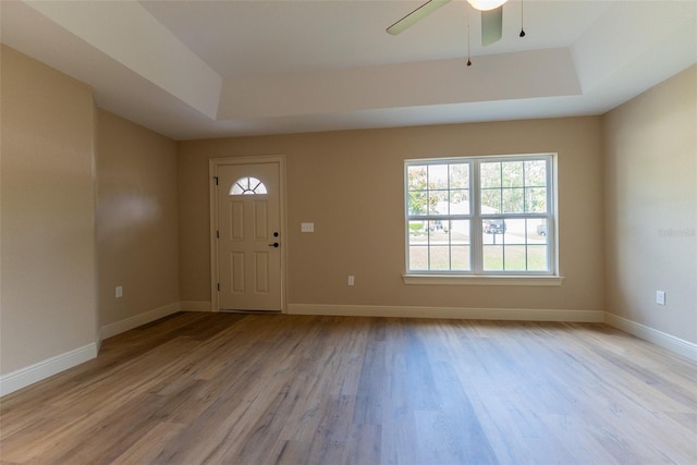 45 Pecan Course Loop, Ocala, FL 34472 - foyer entrance with a raised ceiling, wood finished floors, and a ceiling fan