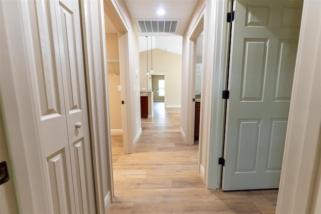 45 Pecan Course Loop, Ocala, FL 34472 - hallway with light wood-type flooring, lofted ceiling, and recessed lighting