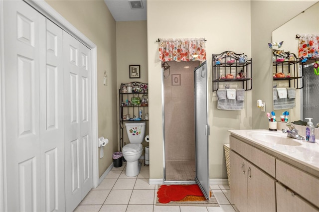 2587 W Angola Dr, Beverly Hills, FL 34465 - full bathroom with vanity, a closet, a stall shower, and tile patterned floors