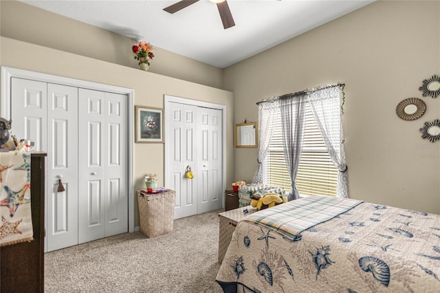 2587 W Angola Dr, Beverly Hills, FL 34465 - carpeted bedroom featuring multiple closets and ceiling fan