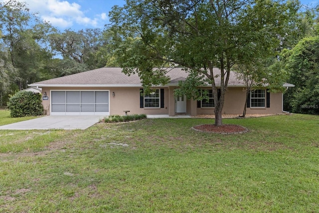 2105 E Dearborn Dr, Hernando, FL 34442 - single story home with an attached garage, stucco siding, driveway, and a front yard