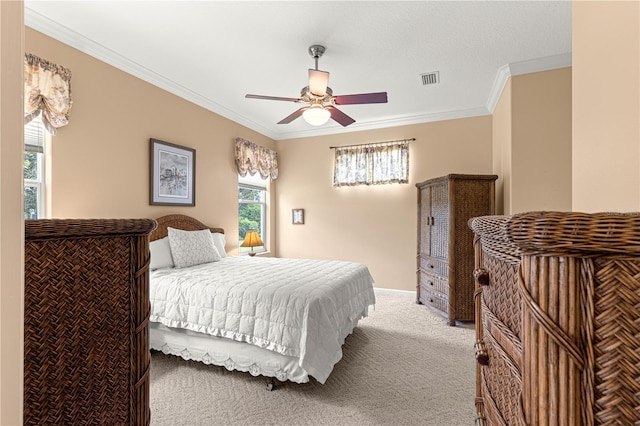 5543 NW 25th Loop, Ocala, FL 34482 - bedroom featuring crown molding, carpet, and a ceiling fan