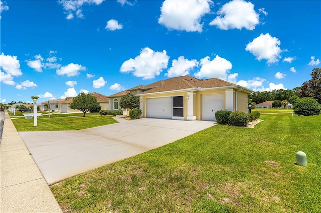 5543 NW 25th Loop, Ocala, FL 34482 - ranch-style house featuring a garage, a front yard, concrete driveway, and stucco siding