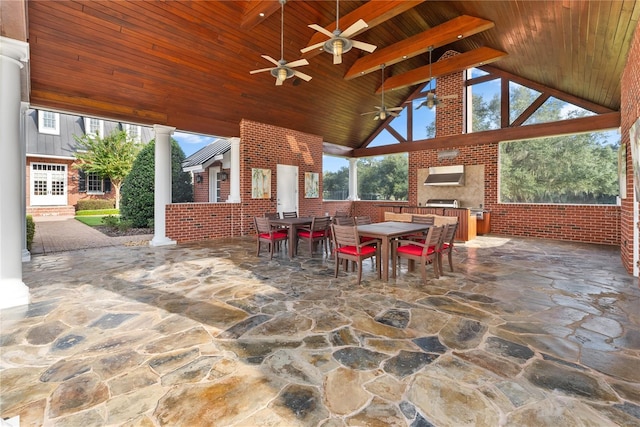 17800 SE 237th Ct, Umatilla, FL 32784 - view of patio / terrace featuring outdoor dining area, a ceiling fan, and area for grilling