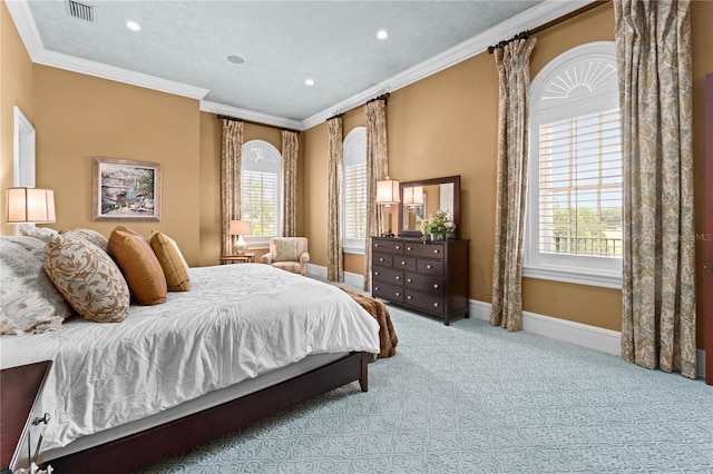 17800 SE 237th Ct, Umatilla, FL 32784 - carpeted bedroom with multiple windows, crown molding, and recessed lighting