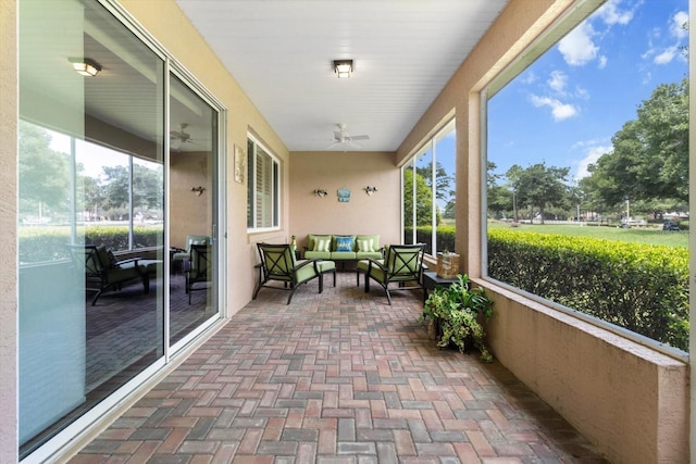 9251 SW 94th Loop, Ocala, FL 34481 - sunroom / solarium with an outdoor hangout area and a ceiling fan
