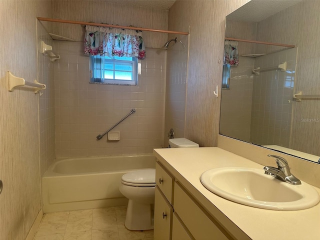 8470 SW 92nd Ln Unit F, Ocala, FL 34481 - bathroom featuring vanity, wallpapered walls, washtub / shower combination, and marble finish flooring
