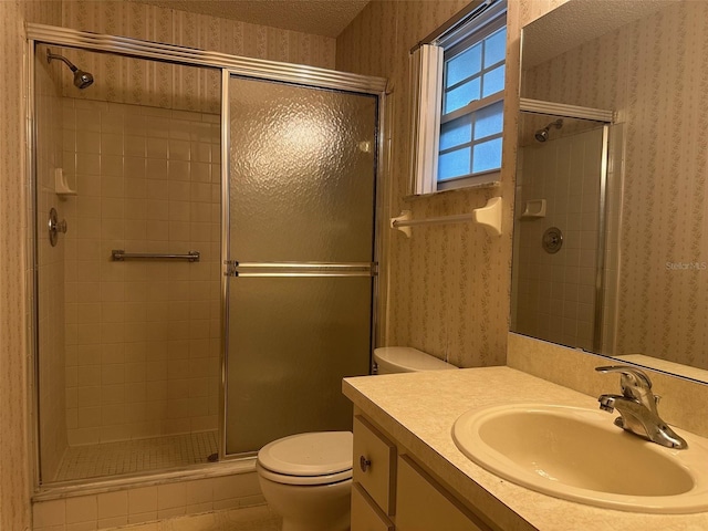 8470 SW 92nd Ln Unit F, Ocala, FL 34481 - full bathroom featuring wallpapered walls, a stall shower, and vanity