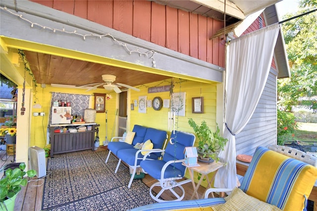 view of patio / terrace featuring outdoor lounge area and ceiling fan