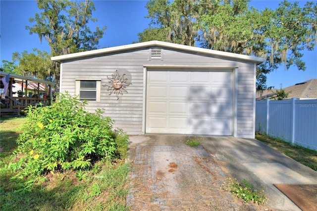 view of garage